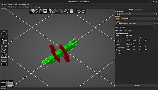Print settings panel