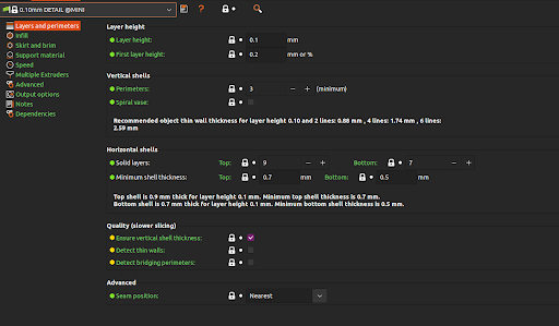 Settings configuration